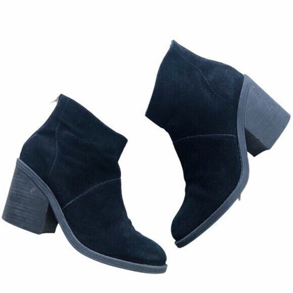 Steve Madden Boots Shrines Ankle Leather Suede Heel Black Size 8